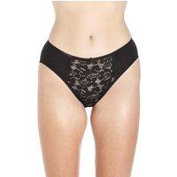 Camille Women's Three Pack Lace Front HI-Leg Briefs in Black | Size: 10