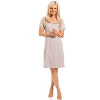 Camille Women's Star Print Cotton Summer Nightshirt in Grey | Size: 18-20
