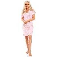 Camille Women's Orchid Floral Print Cotton Summer Nightshirt in Pink | Size: 18-20