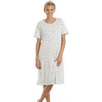 Camille Women's Classic Floral Print Nightdress in Aqua | Size: 10-12