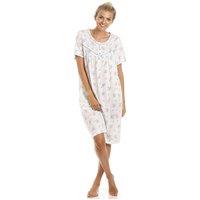 Camille Women's Classic Floral Dot Print Jersey Nightdress in Blue | Size: 22-24