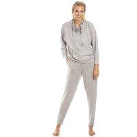 Camille Women's Long Sleeve Cowl Neck Pyjama set in Grey | Size: XL