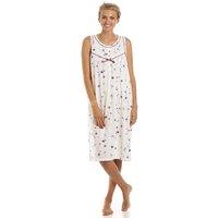 Camille Women's Sleeveless Poppy Print Nightdress in Cream | Size: 10-12
