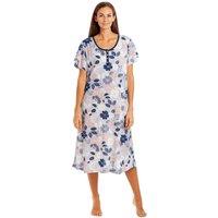 Camille Women's Floral Leaf Print Jersey Nightdress in Navy | Size: 10-12