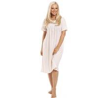 Camille Women's Stylish Honeycomb Print Jersey Nightdress in Pink | Size: 10-12