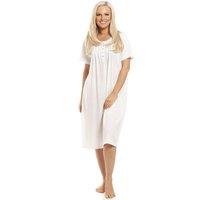 Camille Women's Stylish Honeycomb Print Jersey Nightdress in Ivory | Size: 14-16