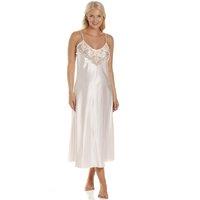 Camille Women's Luxury Thin Strap Lace Satin Chemise in Peach | Size: 10-12