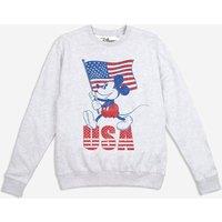 Disney Women's Mickey Mouse USA Crew Sweatshirt in Grey | Size: Medium