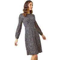 Roman Women's Pebble Spot Stretch Skater Dress in Black | Size: 8