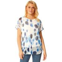 Roman Women's Spot Mesh Chiffon Overlay Top in Blue | Size: 10