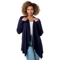 Roman Women's Curve Waterfall Front Jersey Cardigan in Navy | Size: 18