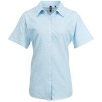 Premier Women's Signature Oxford Short Sleeve Work Shirt in Light Blue | Size: 14