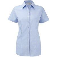Russell Women's Herringbone Short Sleeve Work Shirt in Light Blue | Size: XS