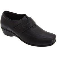 Mod Comfys Women's Touch Fastening Softie Leather Casual Shoes in Black | Size: 5