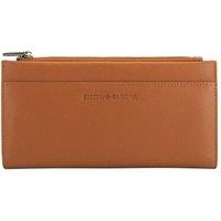 Smith and Canova Women's Smooth Leather Long Zip Top Pocket Purse in Tan