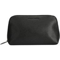 Smith and Canova Women's Soft Grain Leather Zip Top Cosmetic Bag in Black