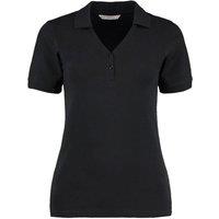 Kustom Kit Women's Sophia Comfortec V-Neck Short Sleeve Polo Shirt in Black | Size: 18