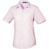 Premier Women's Short Sleeve Poplin Blouse Plain Work Shirt in Pink | Size: 18