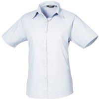 Premier Women's Short Sleeve Poplin Blouse Plain Work Shirt in Light Blue | Size: 10