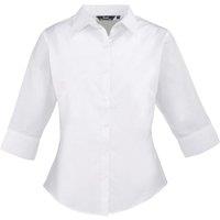 Premier Women's Poplin 3 4 Sleeve Blouse in White | Size: 12