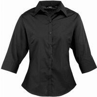 Premier Women's Poplin 3 4 Sleeve Blouse in Black | Size: 10