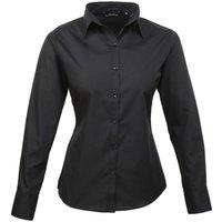 Premier Women's Poplin Long-Sleeved Blouse in Black | Size: 8