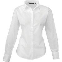 Premier Women's Poplin Long-Sleeved Blouse in White | Size: 14