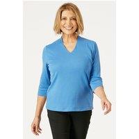 Penny Plain Women's High Back V-Neck Top in Blue | Size: 10-12