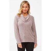 Penny Plain Women's Supersoft Striped Cowl Neck Top in Pink | Size: 10-12