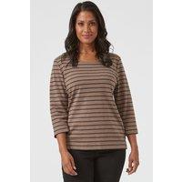 Penny Plain Women's Stripe Top in Brown | Size: 14-16
