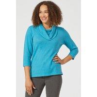 Penny Plain Women's Essential Cowl Neck Top in Blue | Size: 18-20