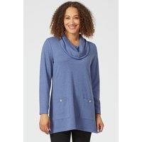 Penny Plain Women's Tunic Cowl Neck Top in Blue | Size: 8-10