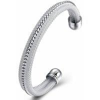 Charles William Women's Silver Bangle Bracelet with Intricate Weave Design | Size: 9