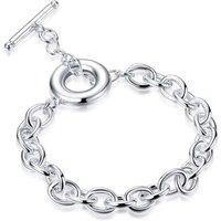 Charles William Women's Silver Chain Charming Design Bracelet With Toggle Close | Size: 21 cm