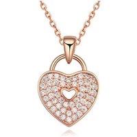 Charles William Women's Forever Locked Love Heart Pendant on Rose Gold Necklace | Size: 23 cm