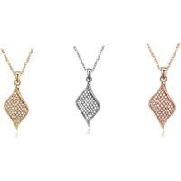 Charles William Women's Silver Leaf Diamond Pendant on Necklace in Gold | Size: 23 cm
