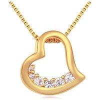 Charles William Women's Gold Petit Heart Pendant on Necklace | Size: 21 cm
