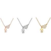 Charles William Women's Encrusted Heart Necklace With Pendant in Rose Gold | Size: 23 cm