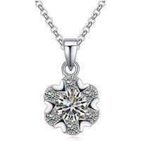 Charles William Women's The Sun Stone Round Pendant on Silver Necklace | Size: 23 cm