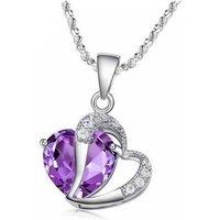 Charles William Women's Purple Heart Crown Pendant on Necklace With Stones | Size: 24 inches