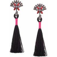 Charles William Women's Diamante Statement Drop Tassle Earrings in Red