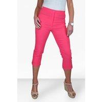 Paulo Due Women's Cropped Capri Stretch Trousers in Coral | Size: 16