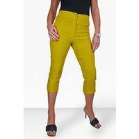 Paulo Due Women's Cropped Capri Stretch Trousers in Yellow | Size: 16