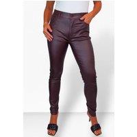 Paulo Due Women's Skinny Coated Leather Look Jeans in Plum | Size: 22
