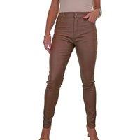 Paulo Due Women's Skinny Coated Leather Look Jeans in Tan | Size: 22