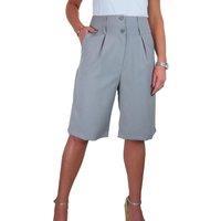 Paulo Due Women's Tailored Wide Leg Knee Shorts in Light Grey | Size: 22