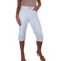 Paulo Due Women's Stretch Denim Cropped Jeans in White | Size: 18