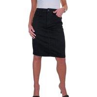 Paulo Due Women's Stretch Cotton Pencil Skirt Knee Length in Black | Size: 16