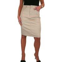 Paulo Due Women's Stretch Cotton Pencil Skirt Knee Length in Beige | Size: 18
