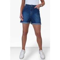 Paulo Due Women's Relaxed Mom Fit Denim Jean Shorts in Dark Blue | Size: 18